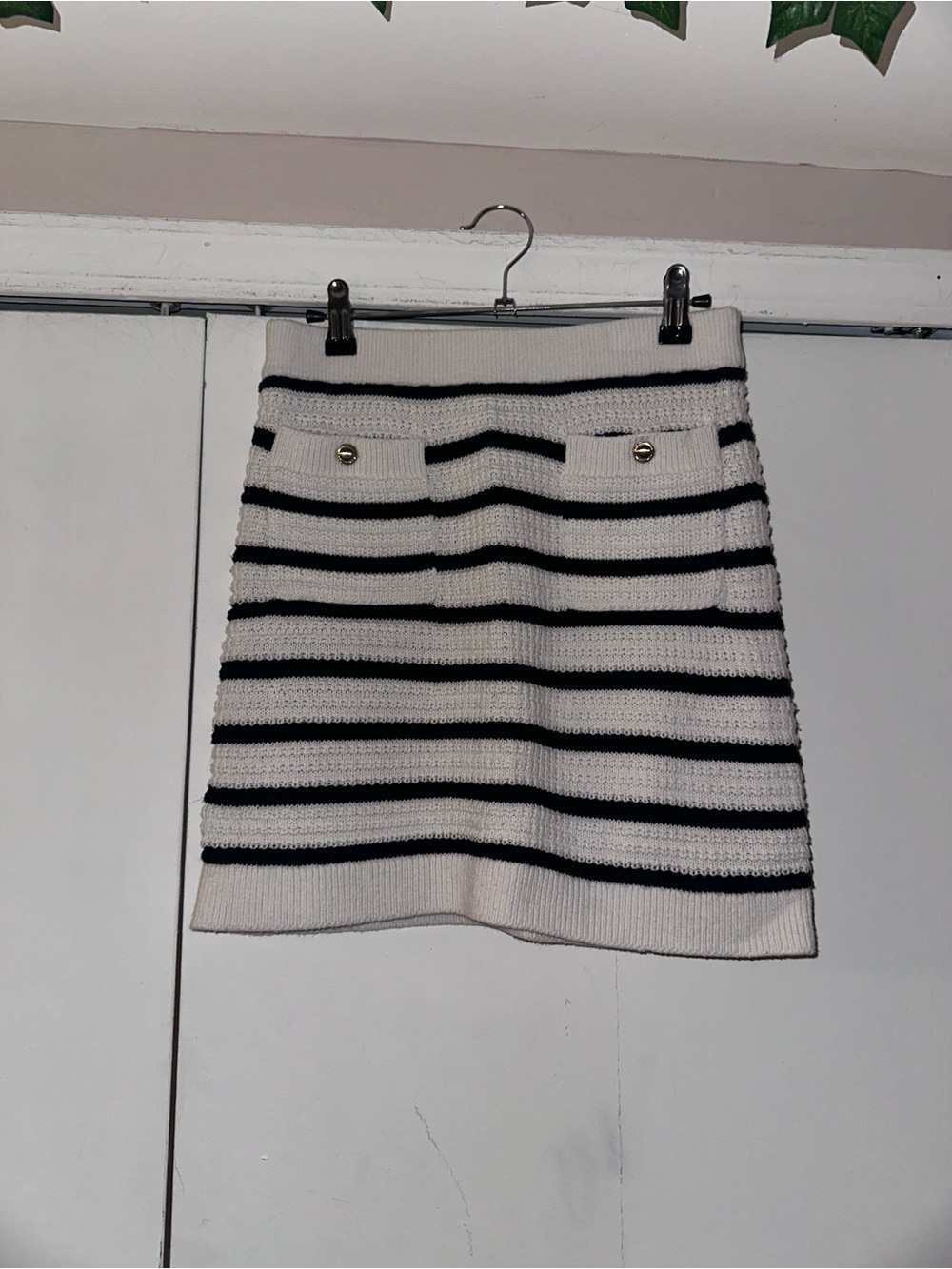 Abercrombie Kids Striped Knit Mini Skirt - White & Black - Size 14/16